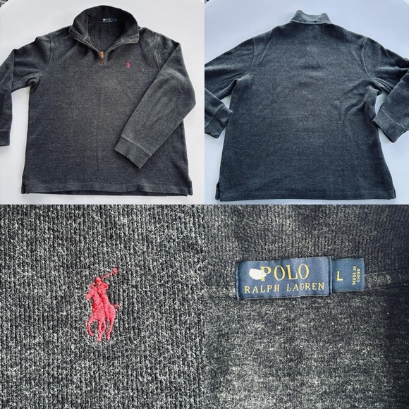 Ralph Lauren Other - Ralph Lauren Dark Charcoal Gray Quarter-Zip Polo with Red Pony Logo